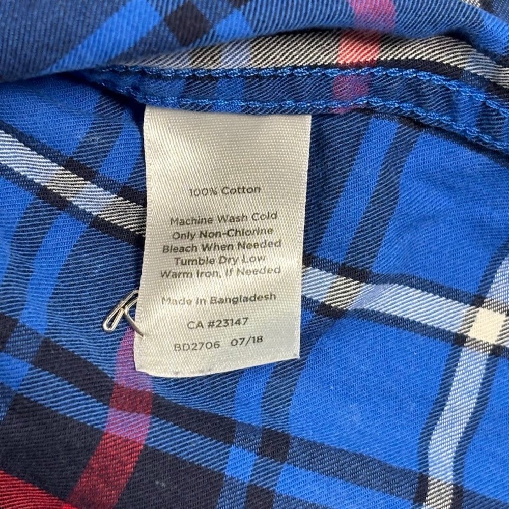 Talbots Shirt Womens M Blue 100% Cotton Plaid Button Down Classic Preppy Top - Picture 7 of 7